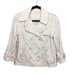 Sundance Cream Minimalist 3/4 Buckle Sleeve Cotton Cropped Jacket Women's M